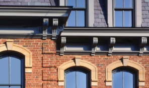 An old brick building with historic windows