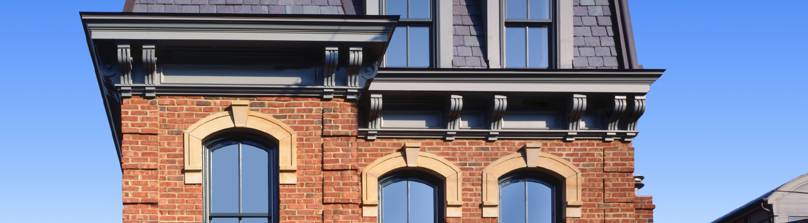 An old brick building with historic windows