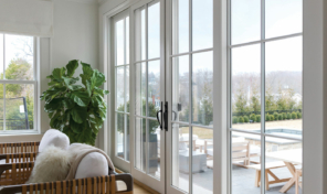 Tall, floor-to-ceiling windows provide beautiful views of the outdoors and also protection from inclement weather.
