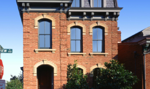 An old brick building with historic windows