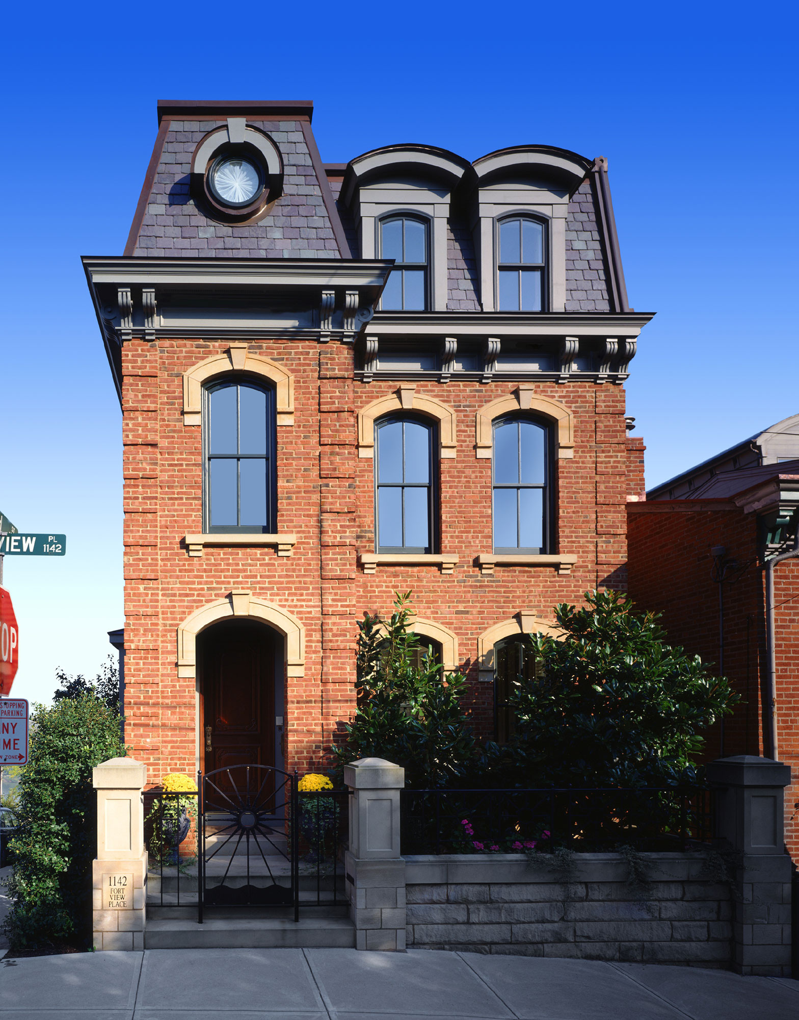 An old brick building with historic windows